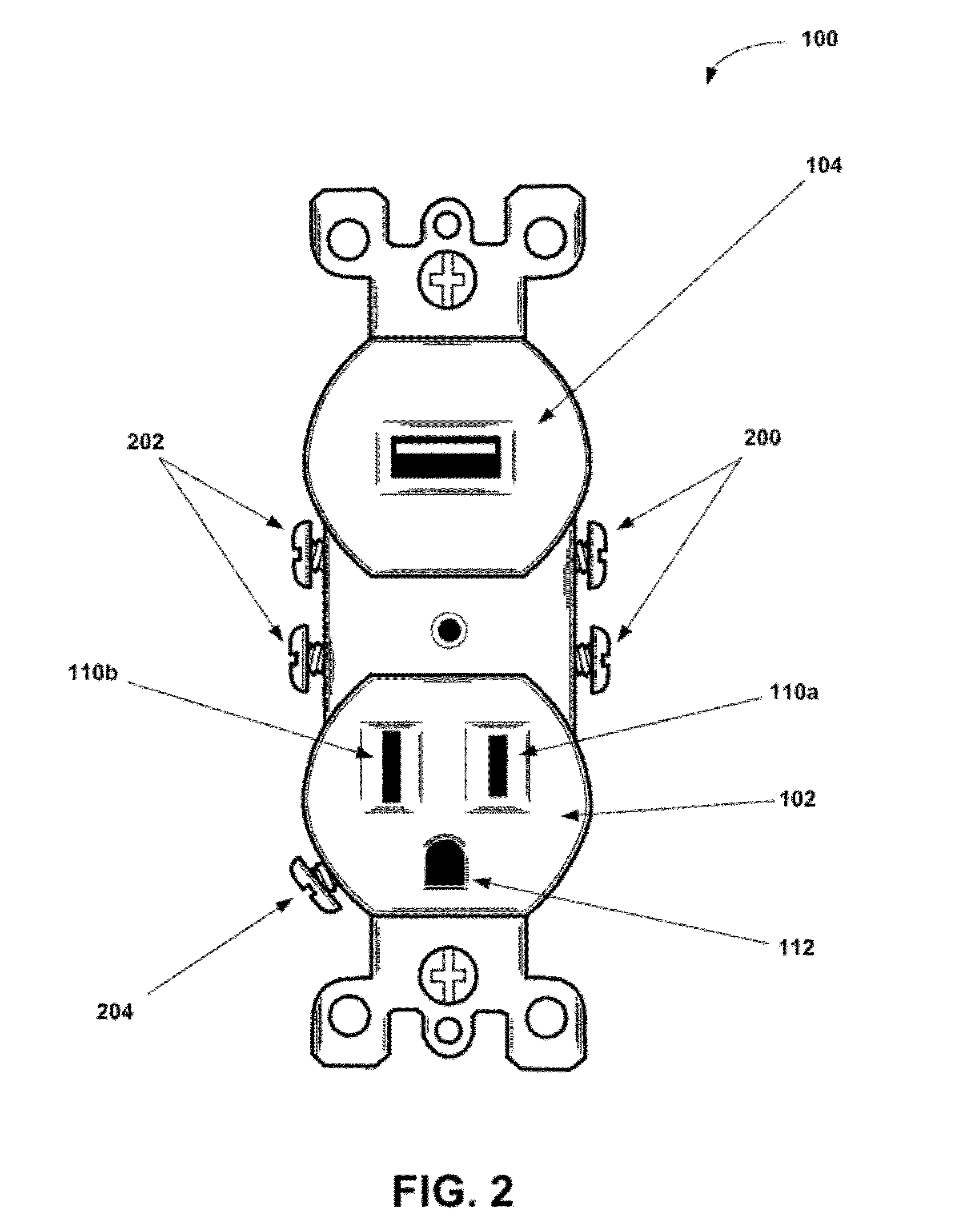 Wall mountable universal serial bus and alternating current power sourcing receptacle