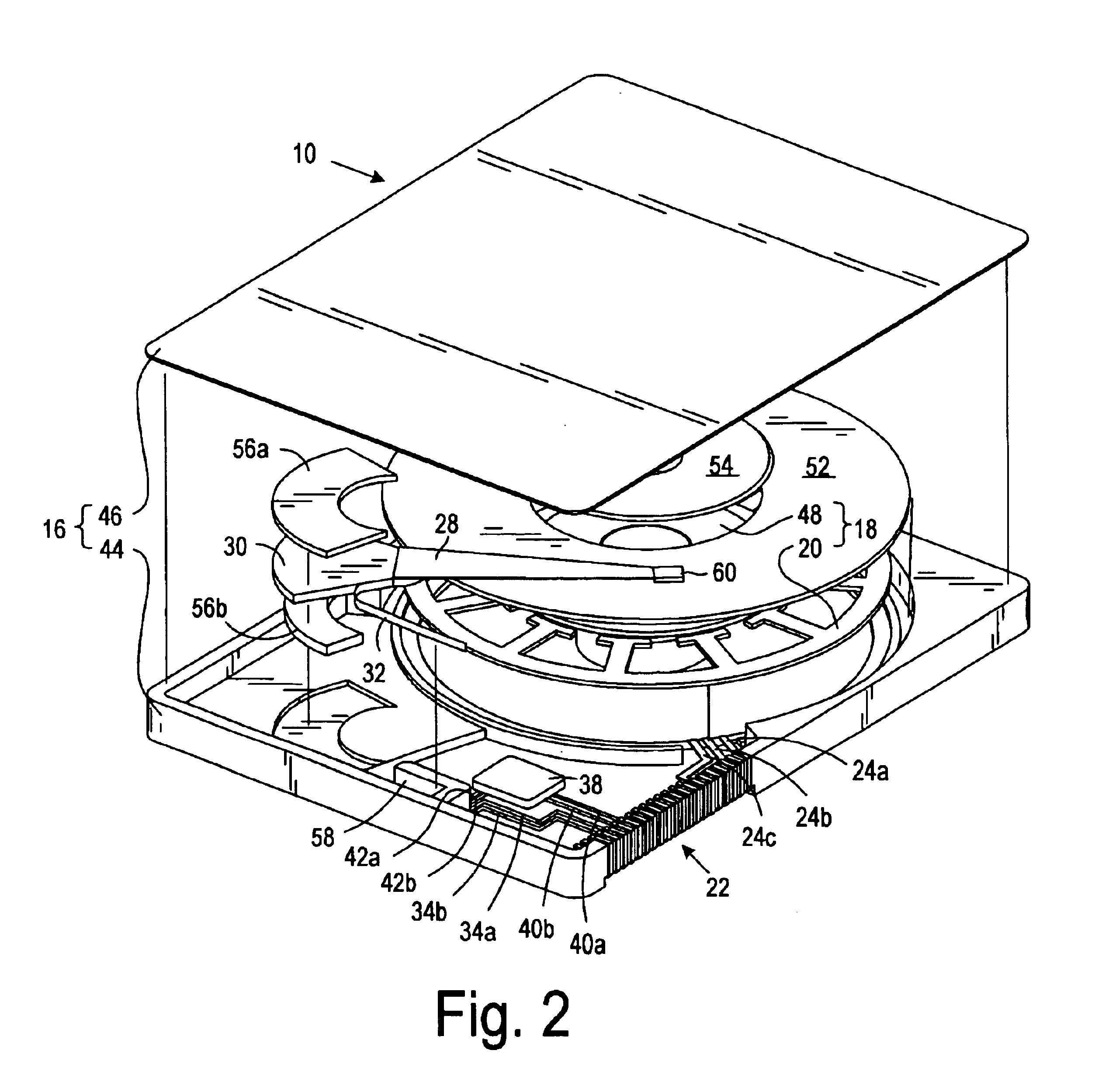 Disk drive including electrical traces integrally formed upon disk drive housing