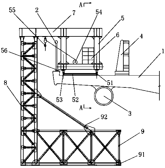 Installation mobile support for bridge floor flange bottom surface pipe of in-service bridge and operation method