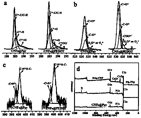 Method for preparing high specific capacity and low leakage current carbon nanofiber nitrided conductive macromolecule composite material