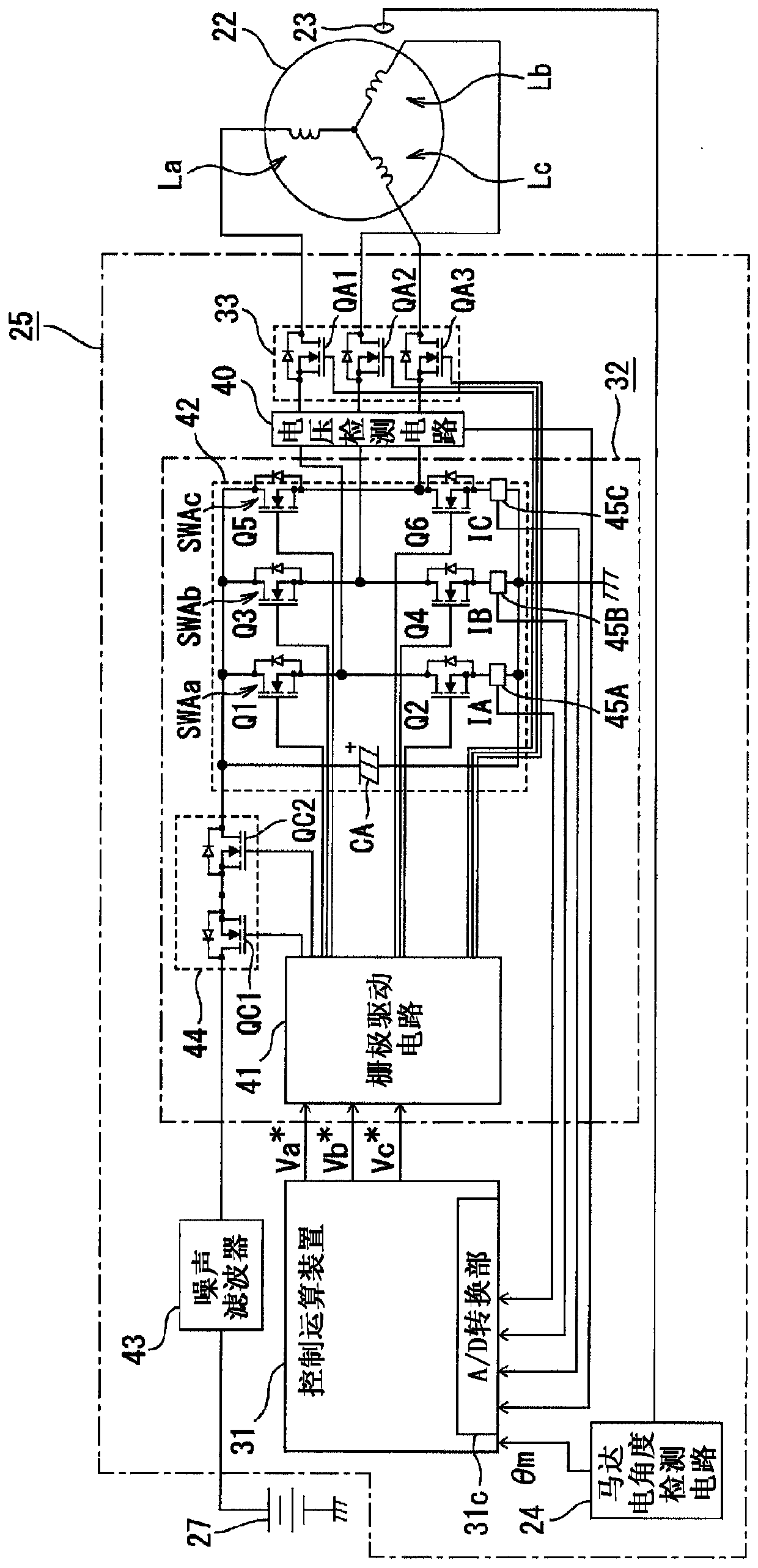 Motor control device and electric power steering device provided with same