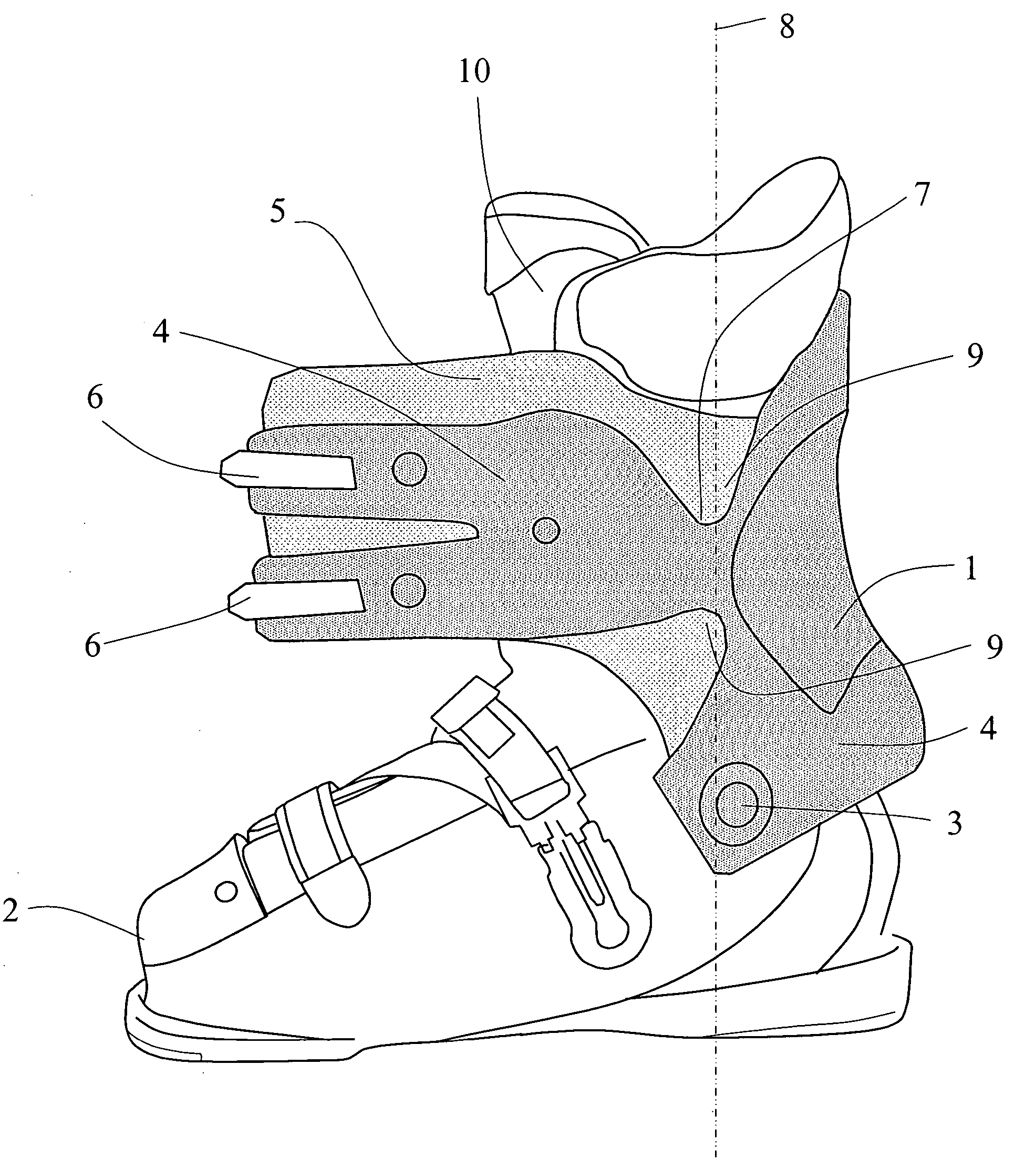 Two-layer sports boot part with deformation zone