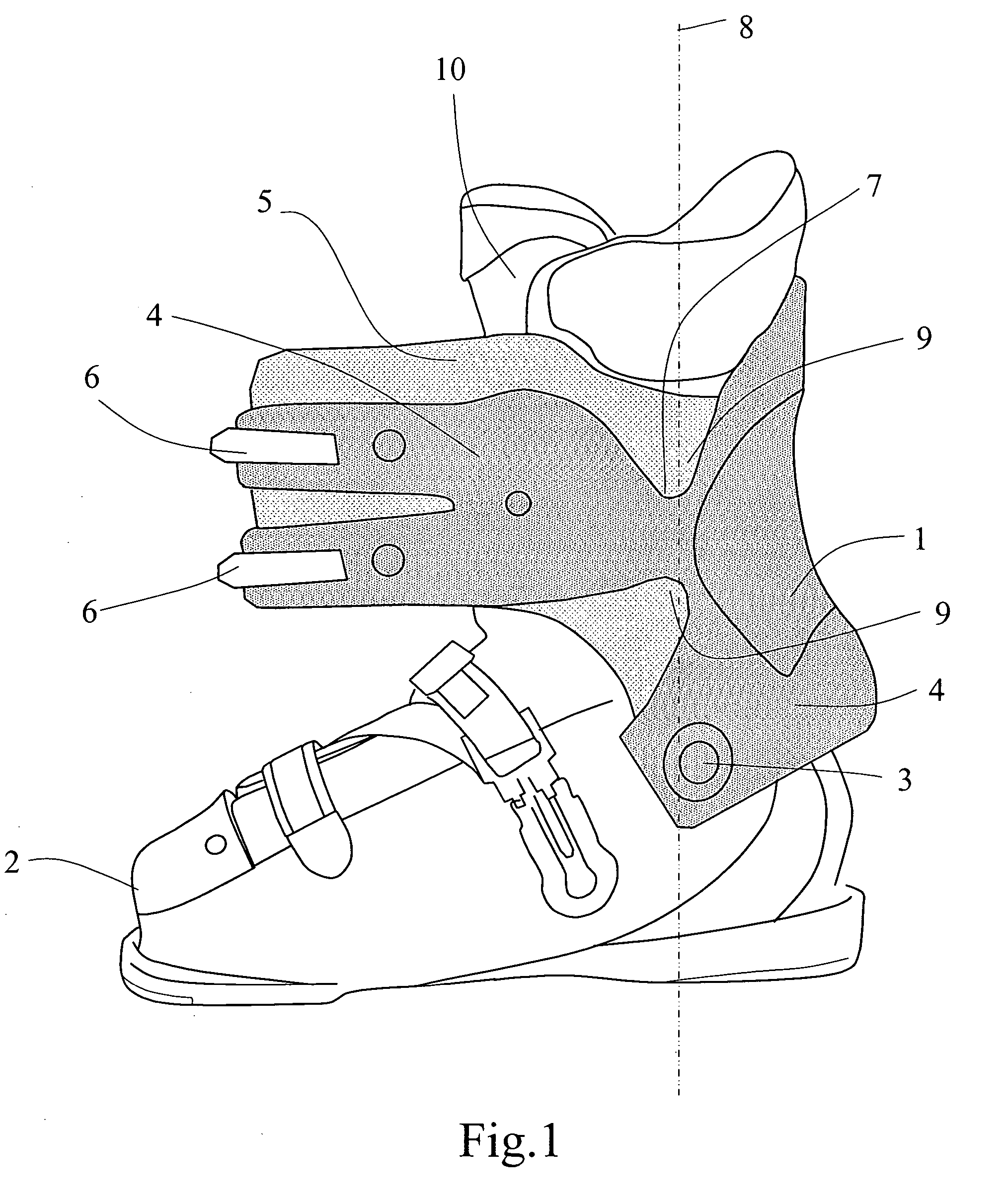 Two-layer sports boot part with deformation zone