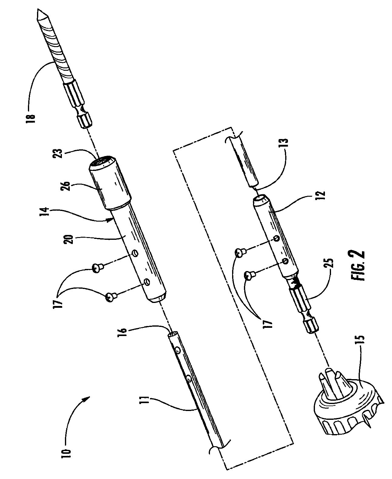 Flexible and extendable drill bit assembly