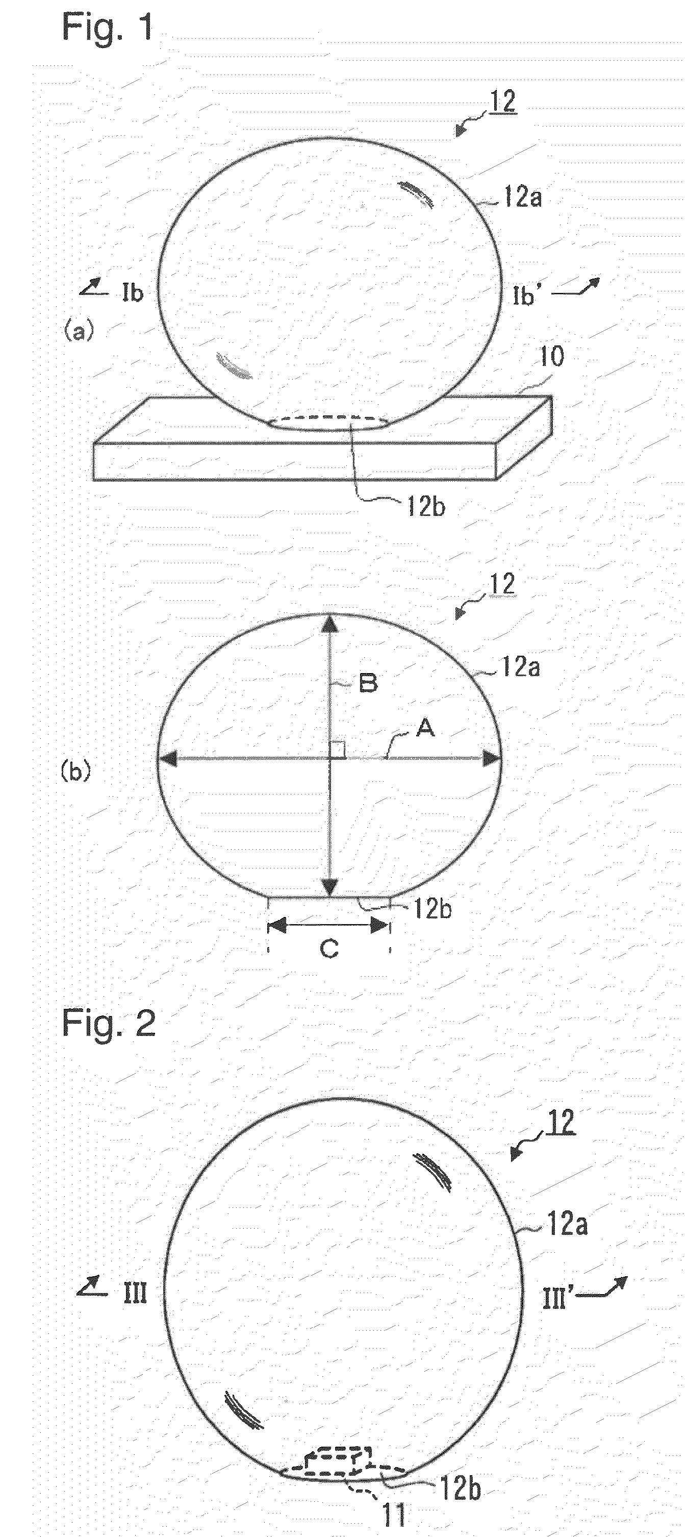 Glass-sealed light emitting element, circuit board with the glass-sealed light emitting element, and methods for manufacturing those