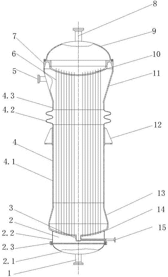 Vertical heat exchanger with convex thin tube sheets