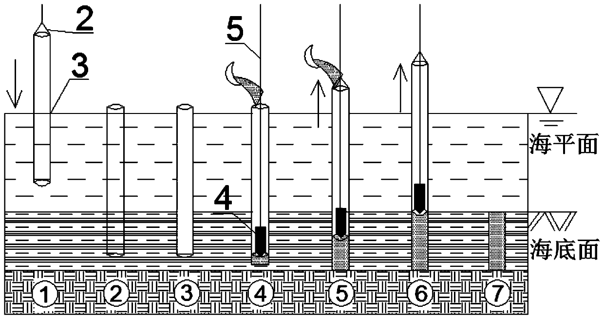 Steel casing type deep sea vibroflotation pile construction method