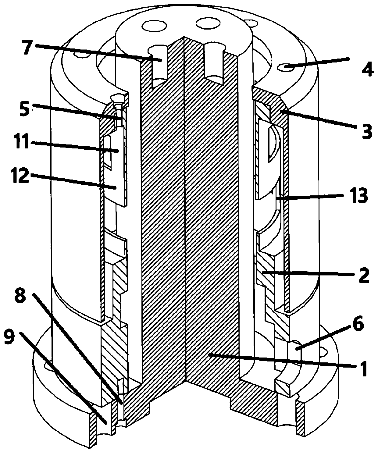 Cylindrical six-dimensional force sensor for sensing traction force