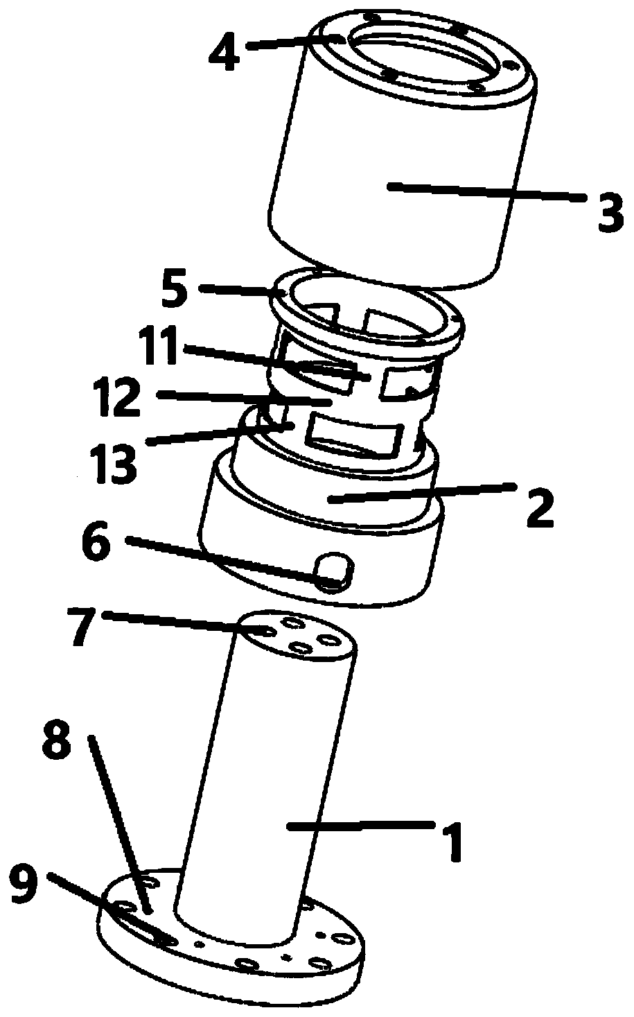 Cylindrical six-dimensional force sensor for sensing traction force