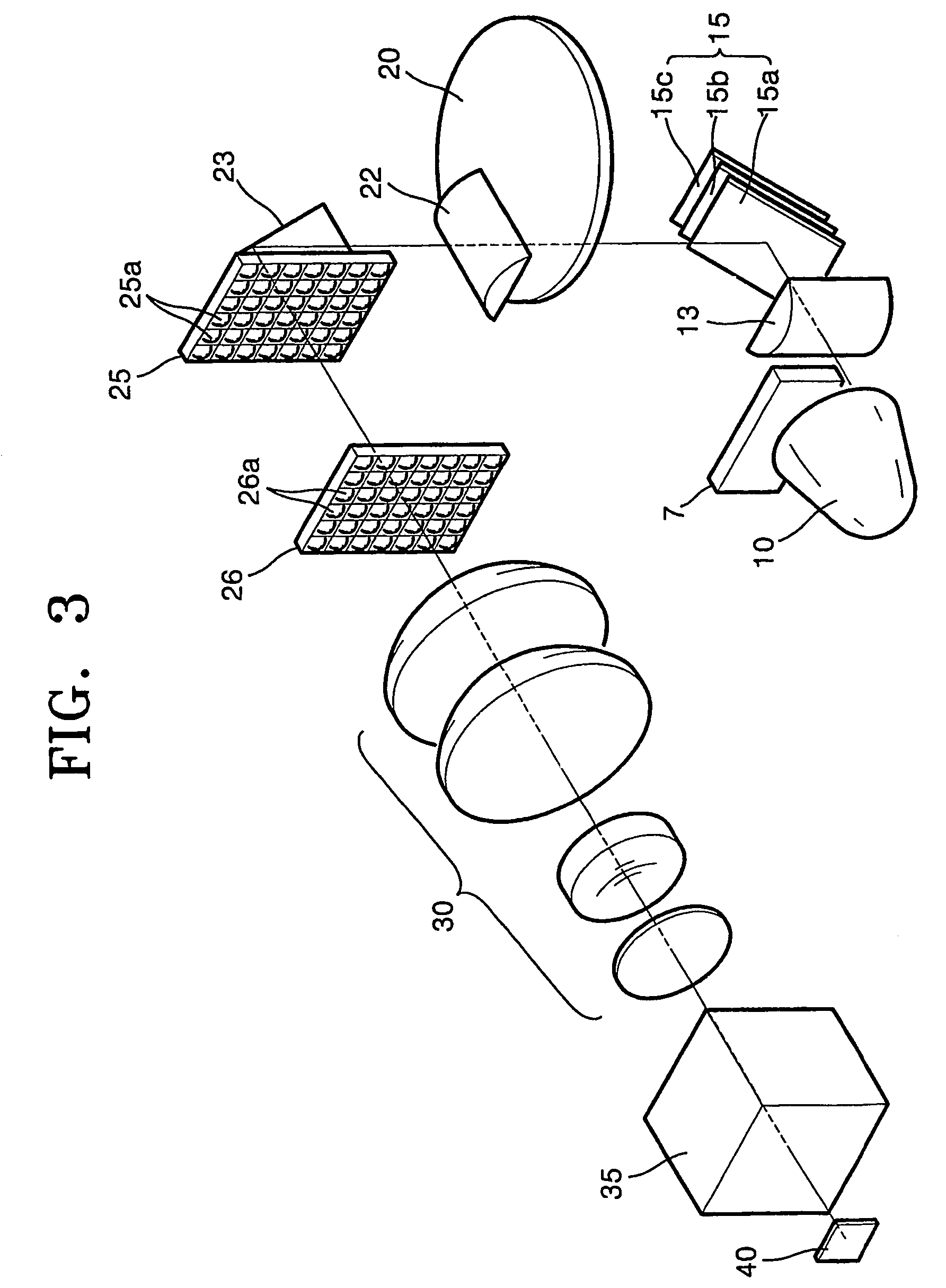 High efficiency lighting system, scrolling unit and projection system employing the same