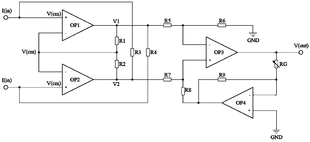 Collecting and amplifying circuit for floating weak currents