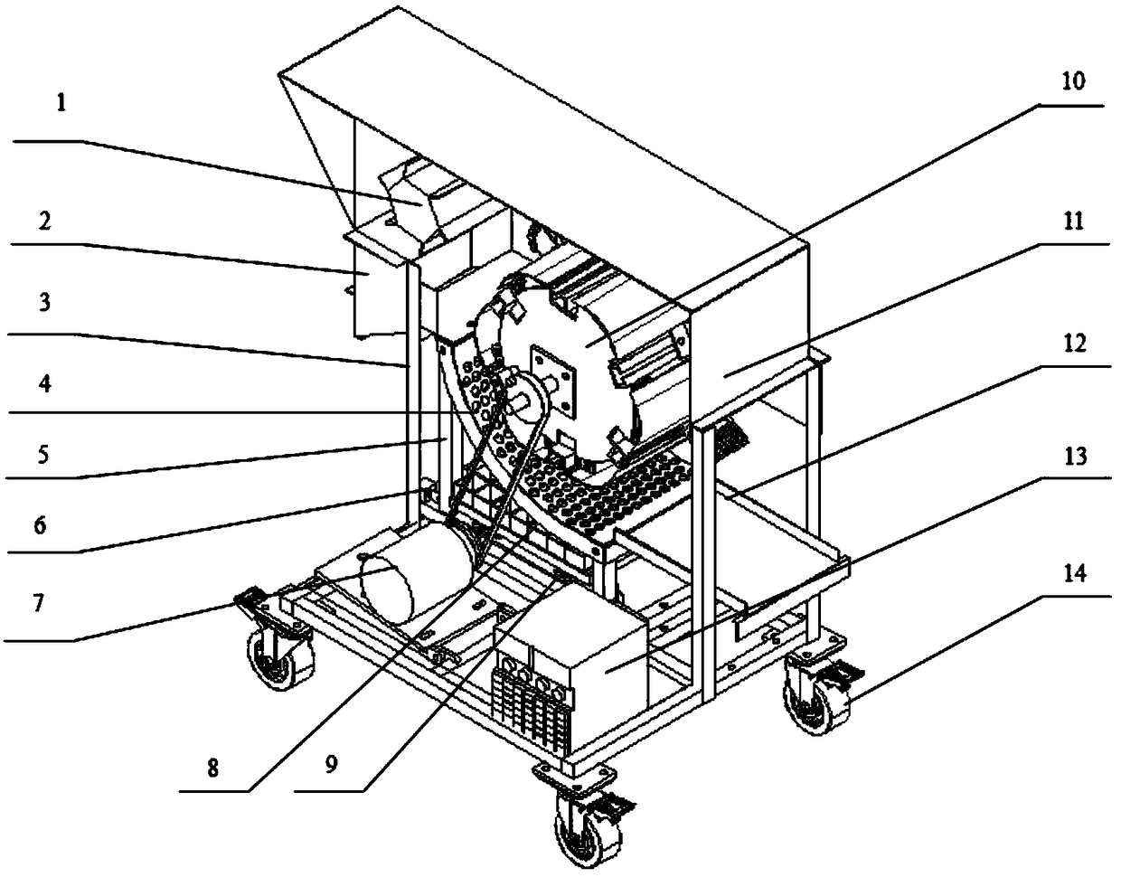 Corn threshing test device capable of testing and controlling multiple parameters