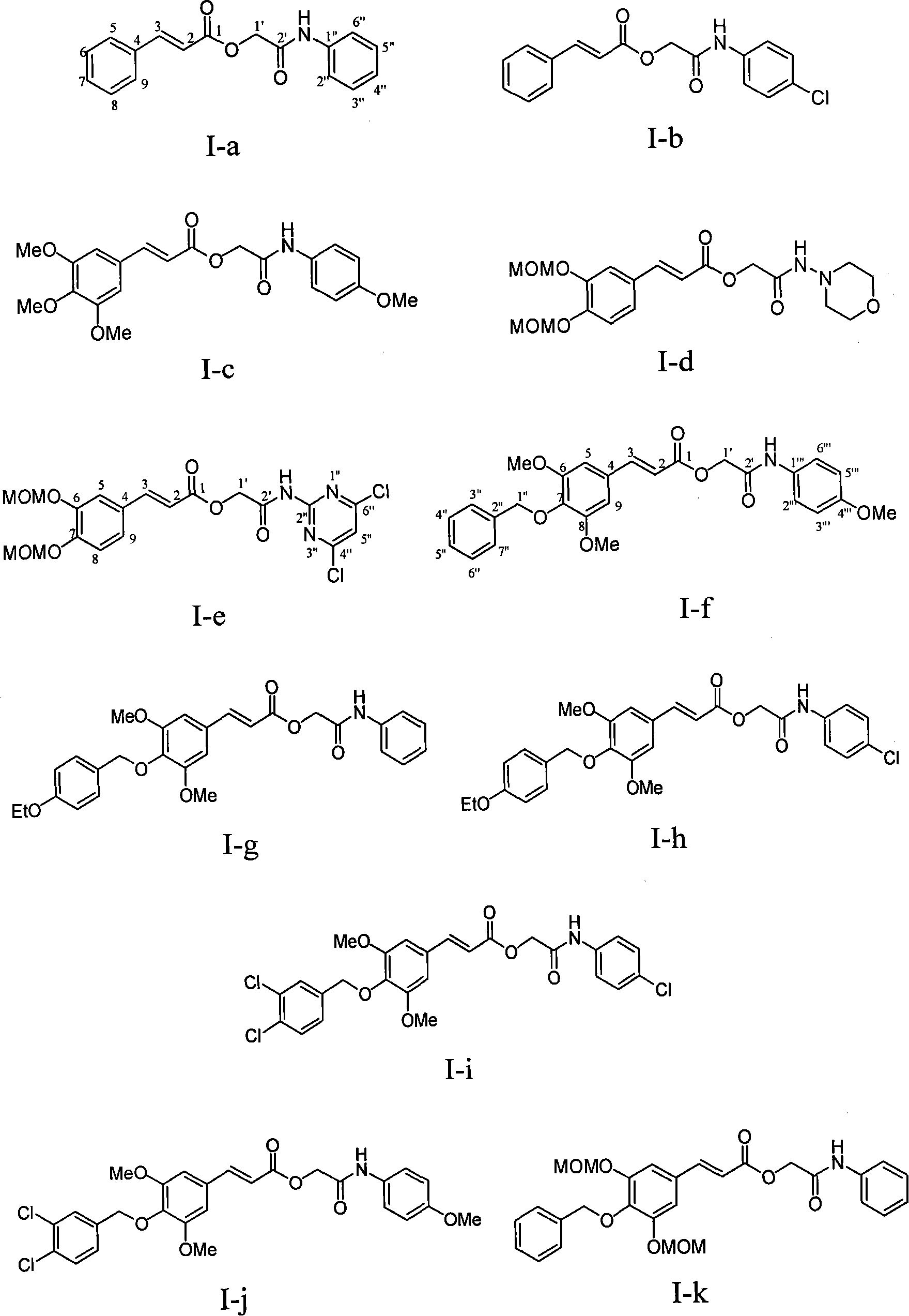 Substituted cinnamic acid derivatives containing amine substituent group and tumor cytotoxicity thereof