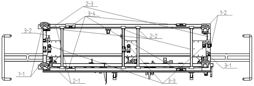 A positionable flexible trolley with gluing frame