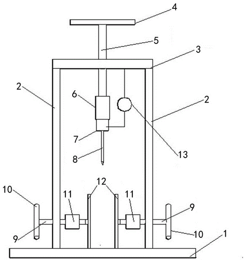 Interior static pressure injection device for measuring compressive strength of masonry mortar