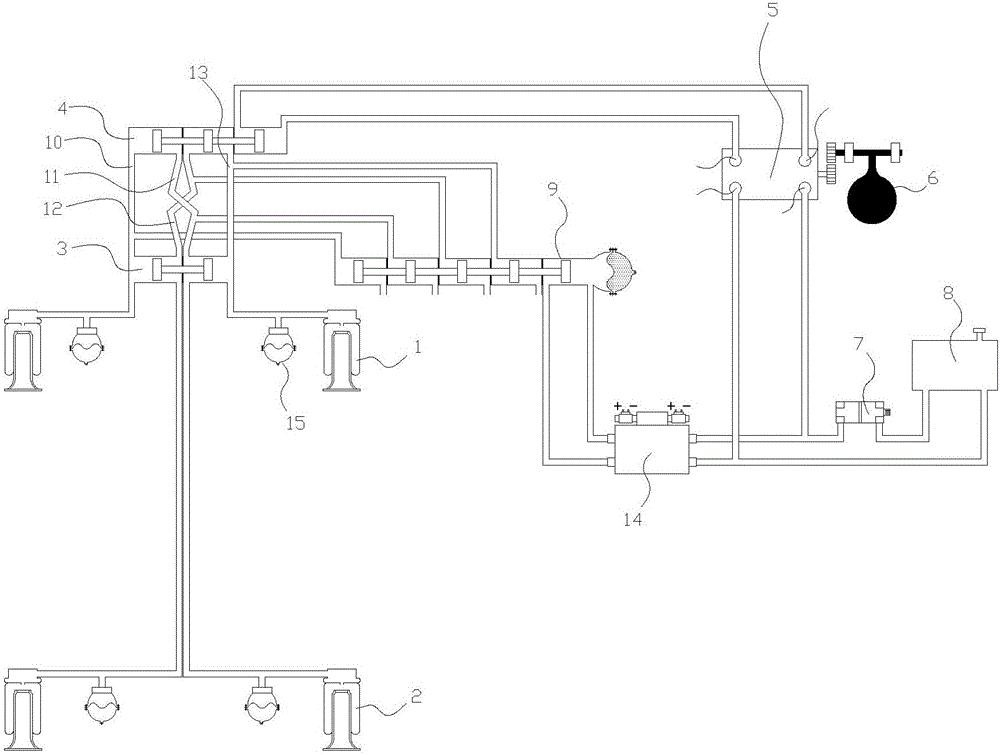 Fluid interconnection suspension fork system realizing multiple functions