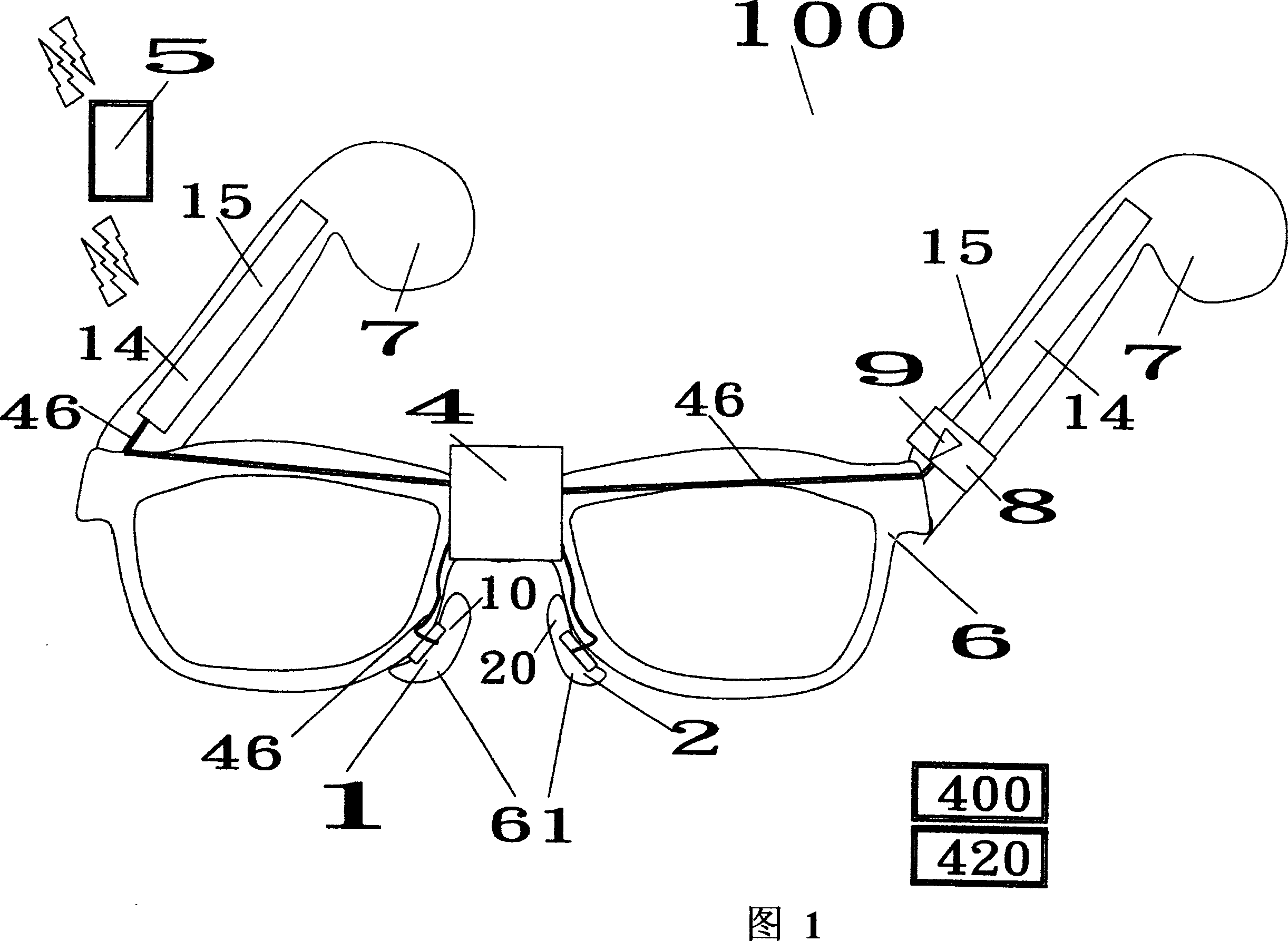 Glasses frame electronic and power device