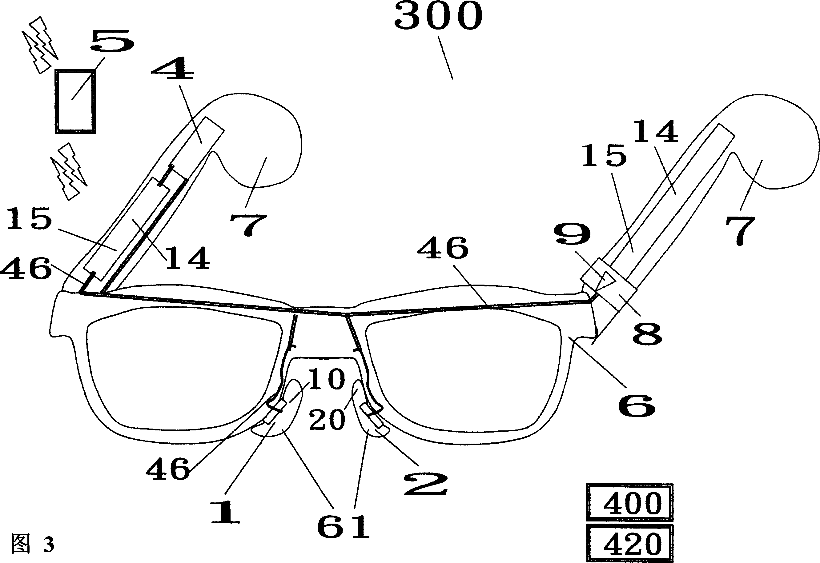 Glasses frame electronic and power device
