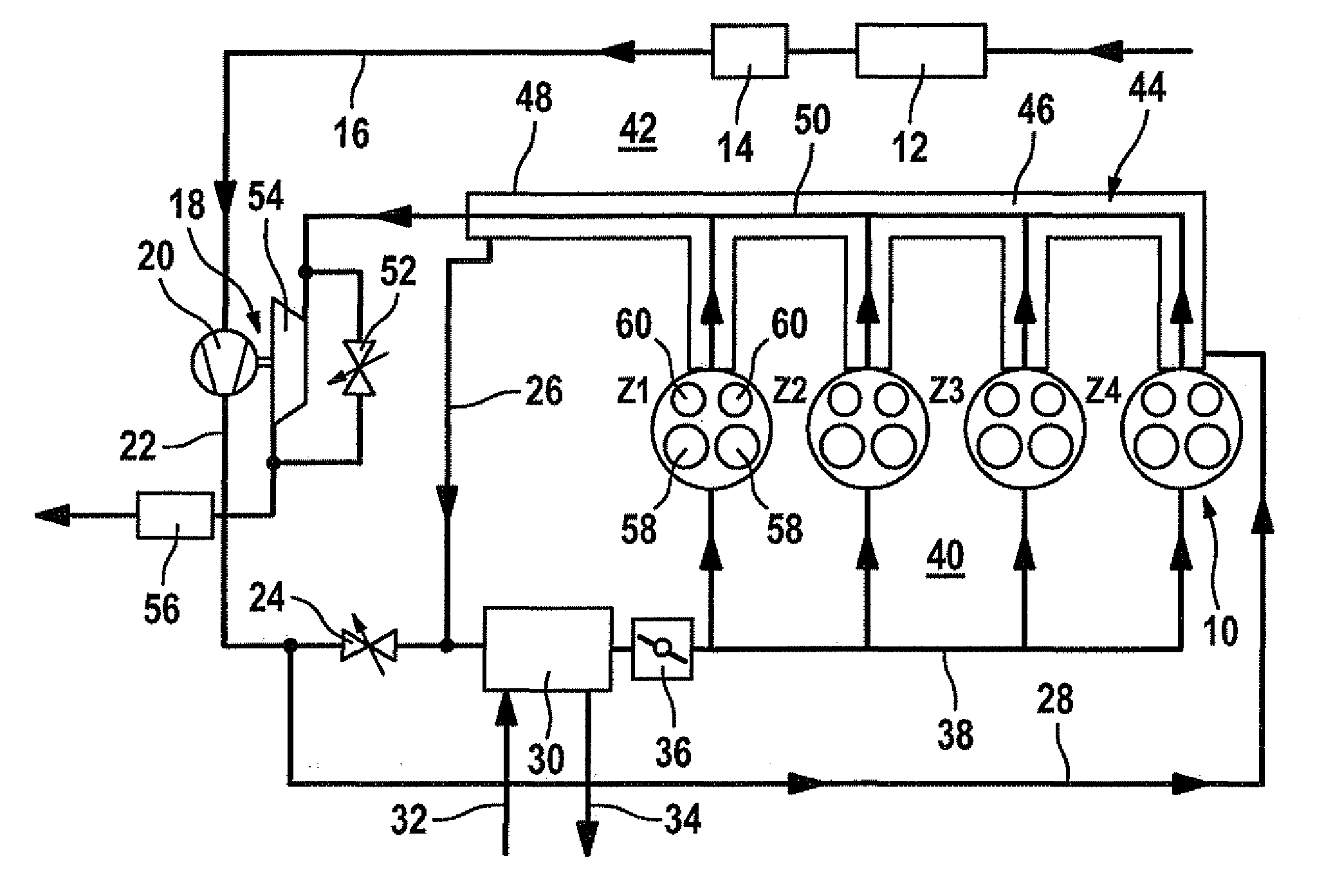 Charging device with exhaust gas temperature control device