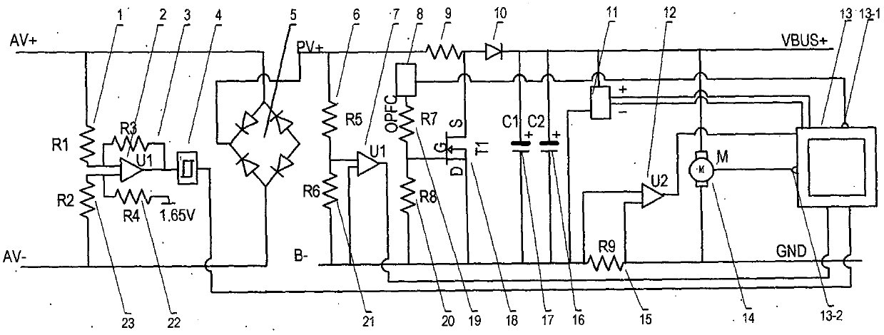 Solar photovoltaic pump alternating current and direct current intelligent identification and control circuit