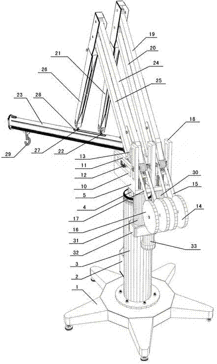 Novel mechanical balance crane with lateral horizontal booms on two jibs