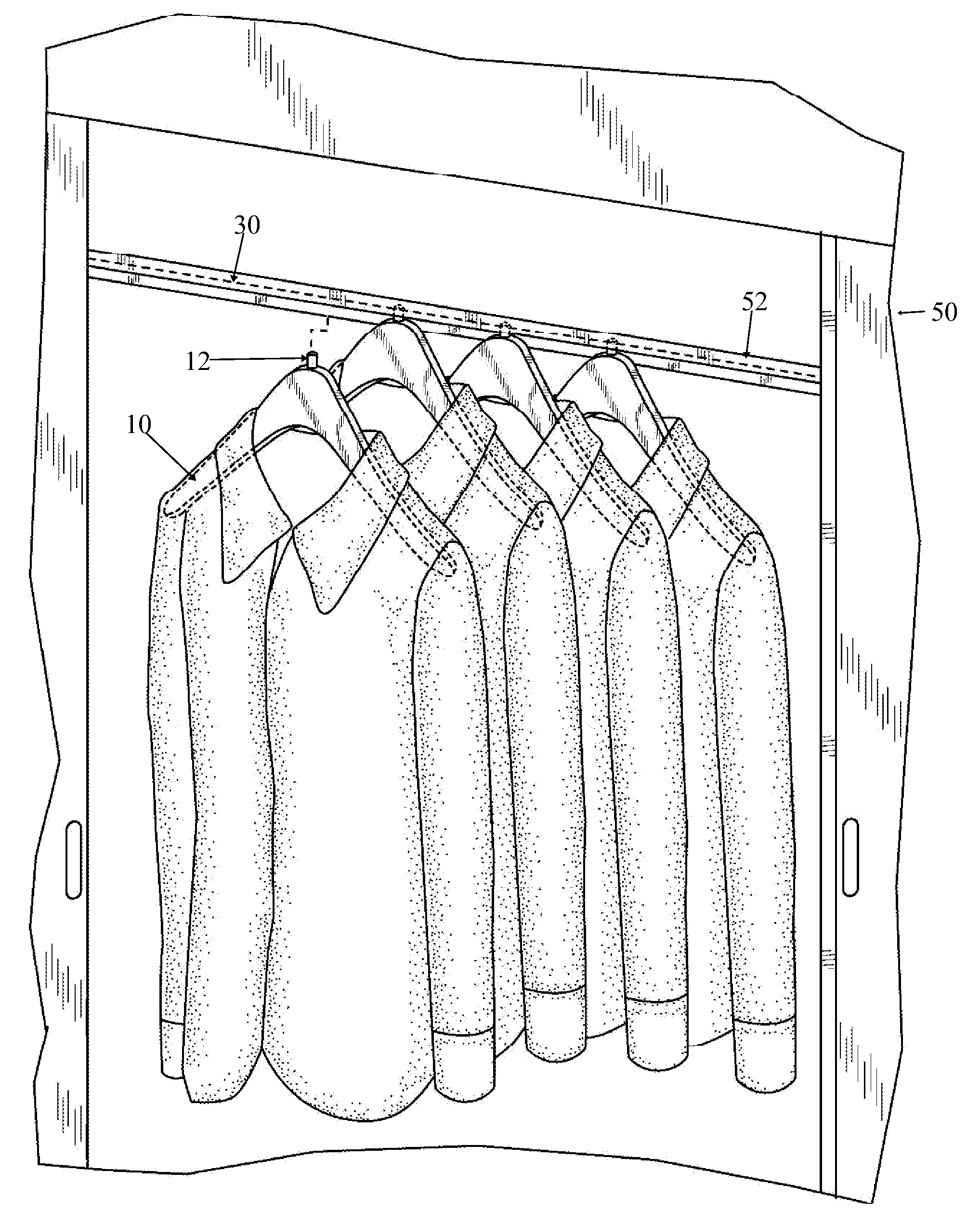 Hookless clothes hanger system