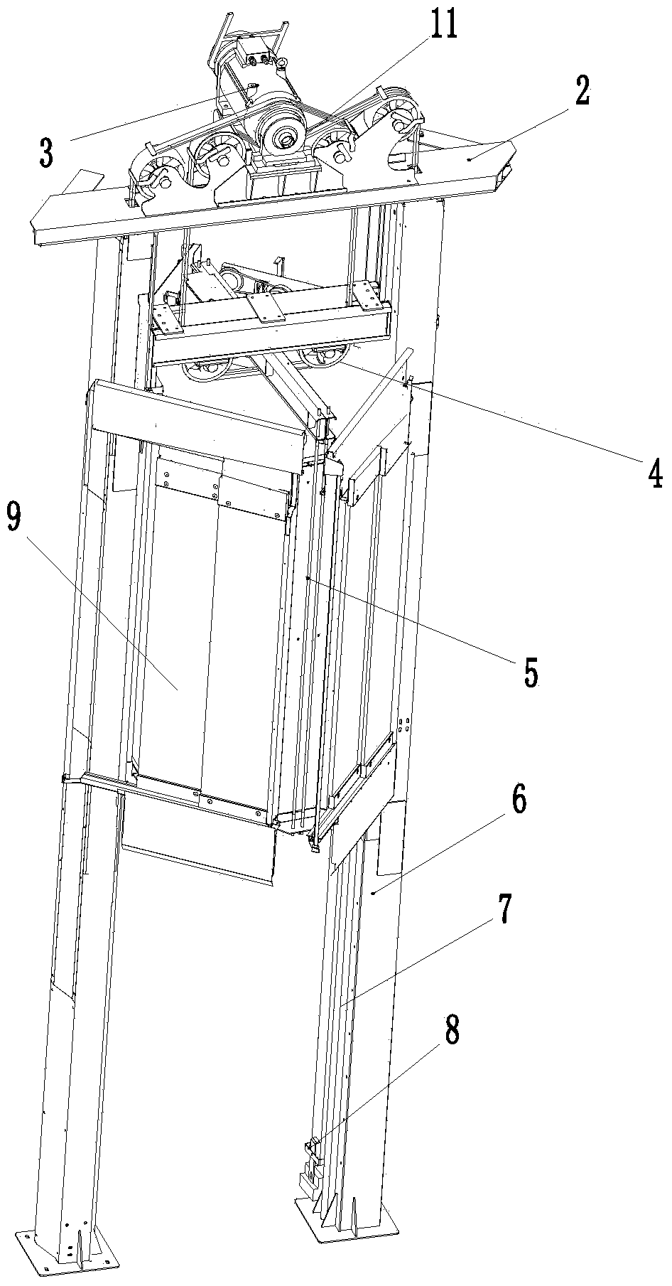 Method for opening doors on four sides of observation elevator without machine room and observation elevator with opening doors on four sides