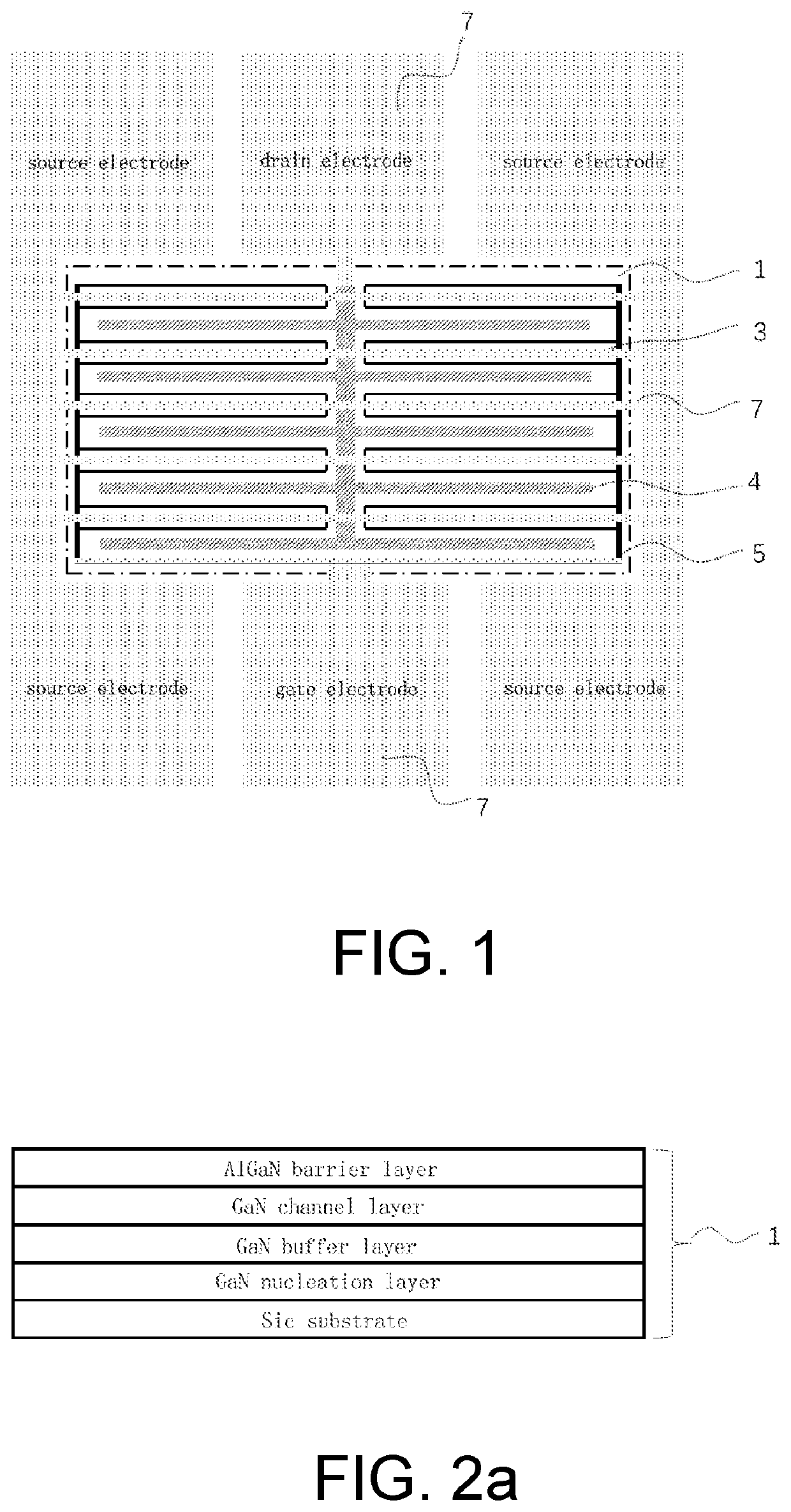 GaN-based microwave power device with large gate width and manufacturing method thereof