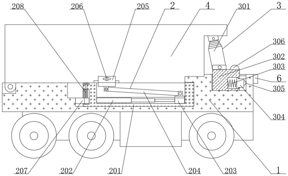 Auxiliary lifting stabilizing mechanism for self-dumping semitrailer and using method thereof