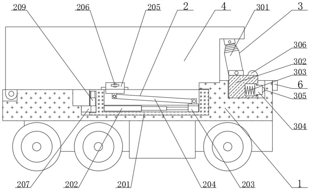 Auxiliary lifting stabilizing mechanism for self-dumping semitrailer and using method thereof