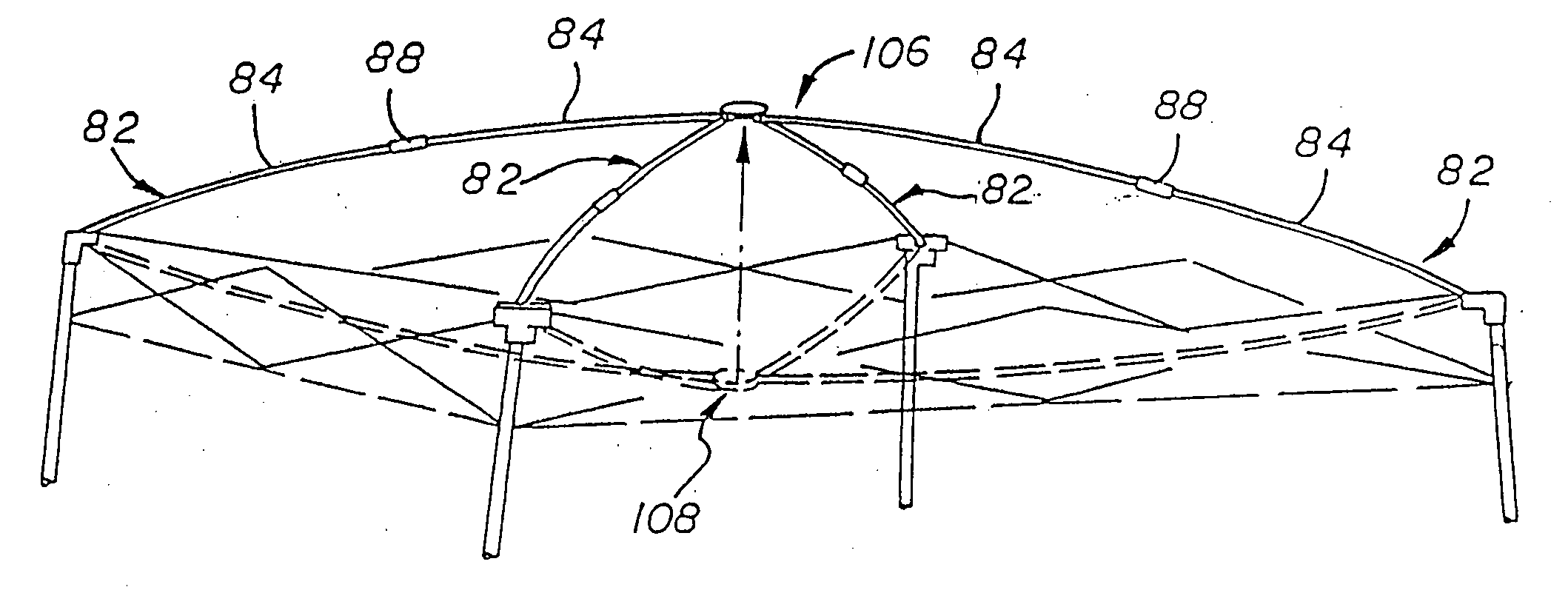 Collapsible shelter with flexible, collapsible canopy