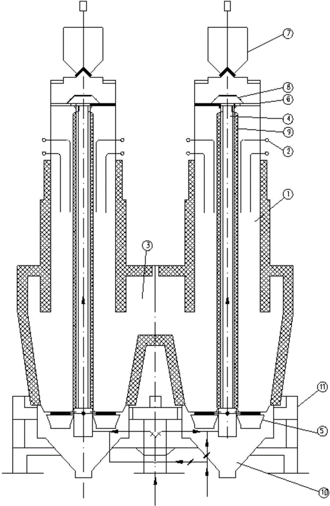 Sleeve type double-hearth shaft kiln