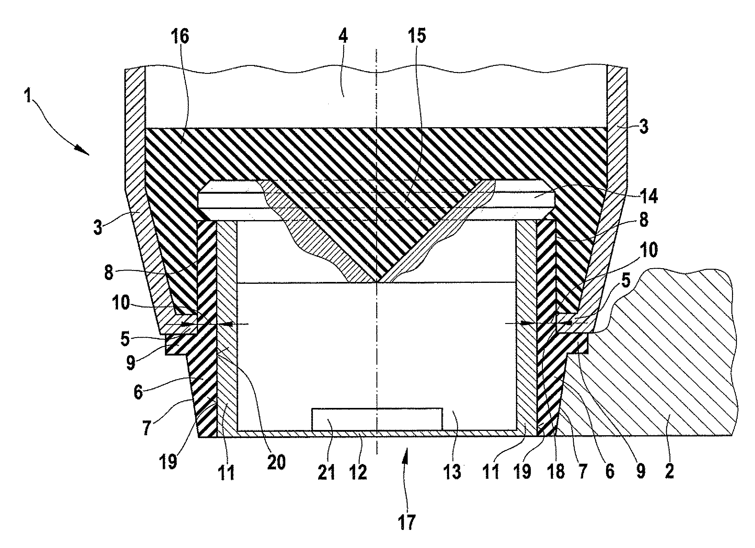 Holding device for an ultrasonic transducer