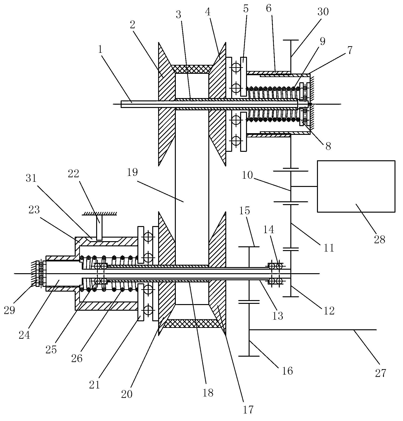 Speed ratio control device with belt type continuously variable transmission