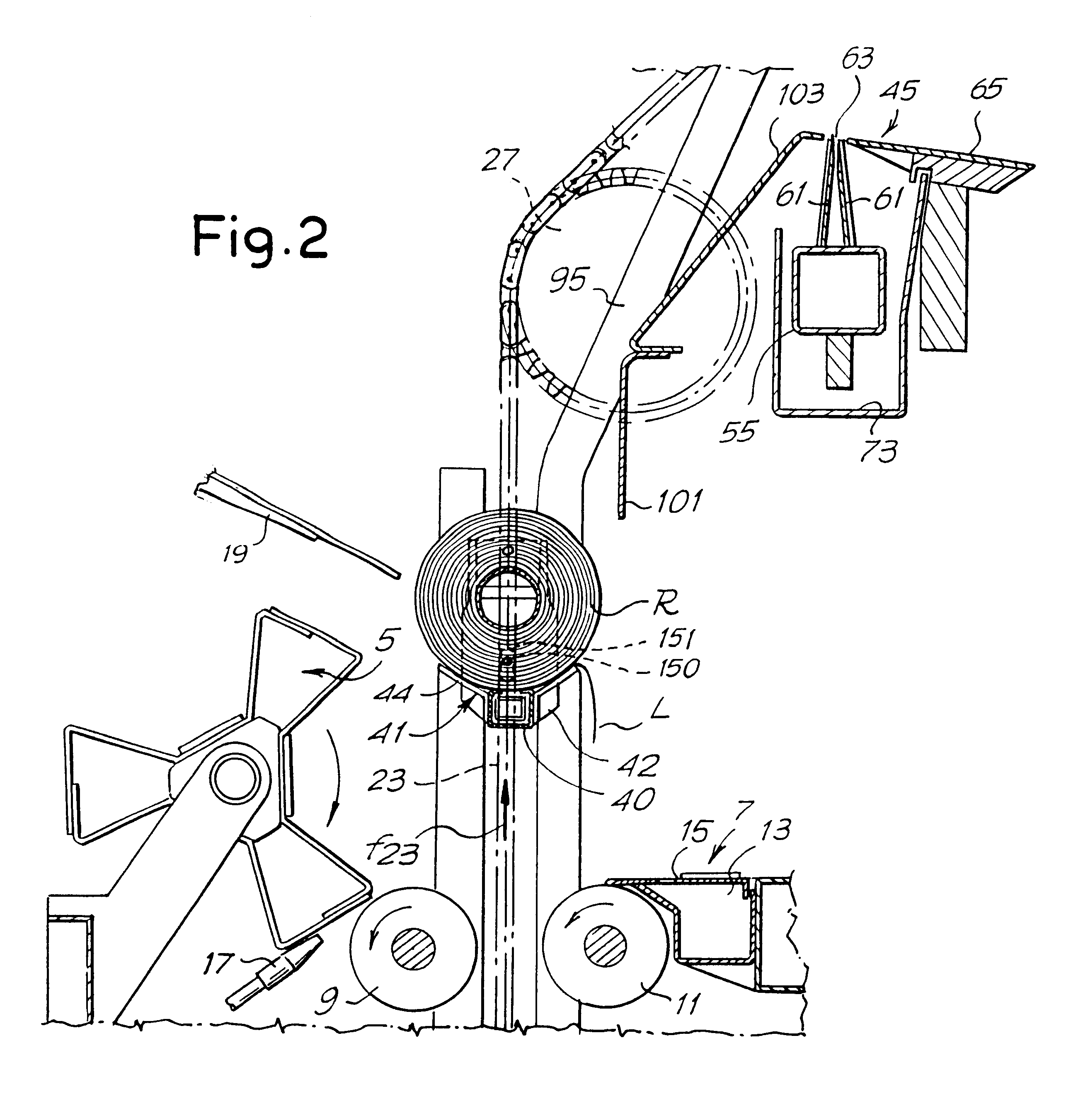 Apparatus for glueing the tail of a web to a log formed of the web material