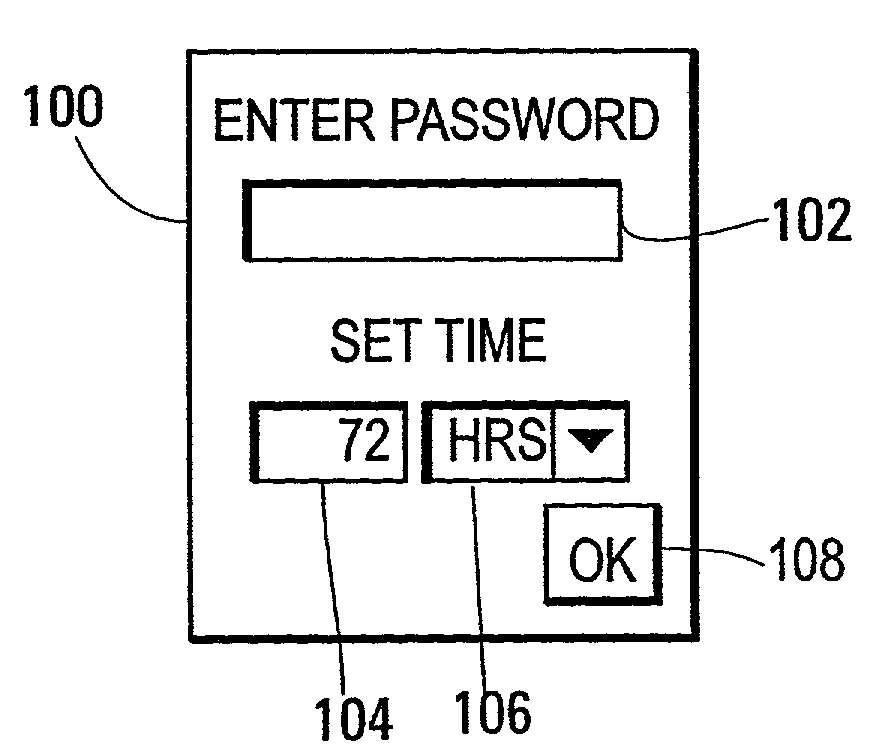 System and apparatus for limiting access to secure data through a portable computer to a time set with the portable computer connected to a base computer
