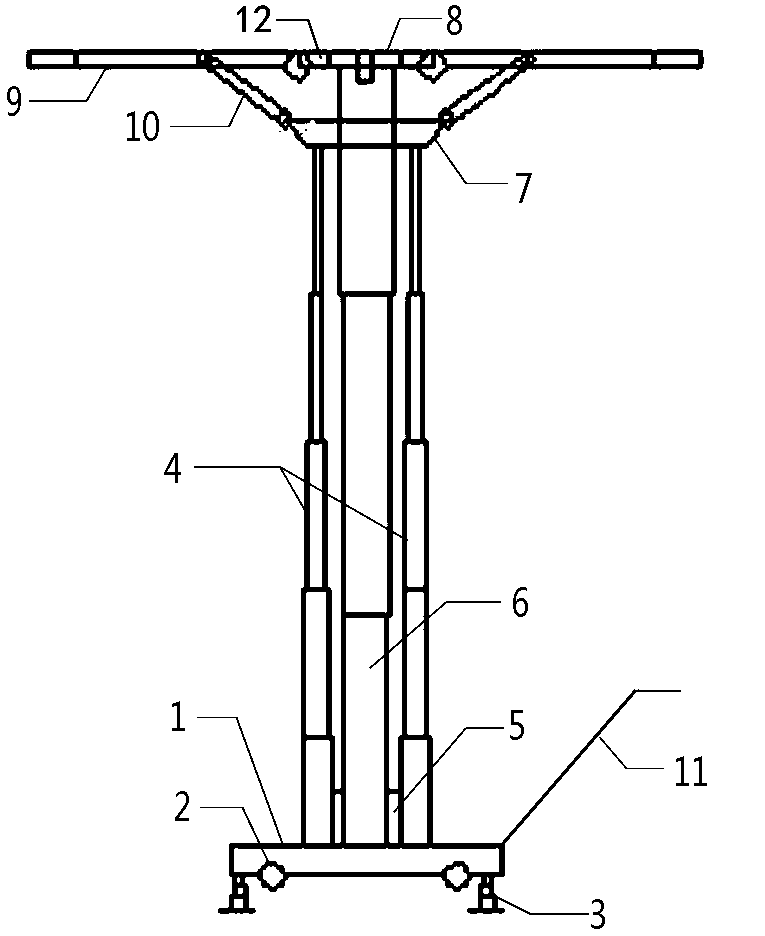 Umbrella-shaped movable hydraulic type lifting floor scaffold and construction method thereof