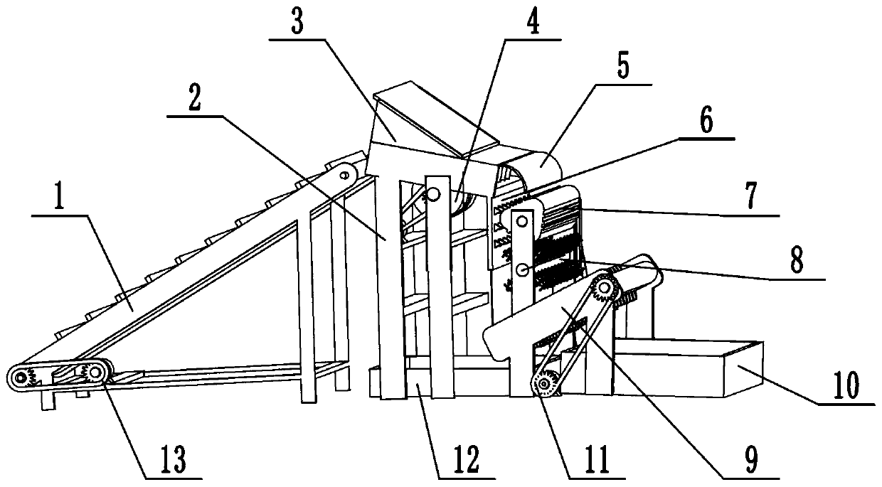 Separating device of Chinese chestnuts in involucral bracts