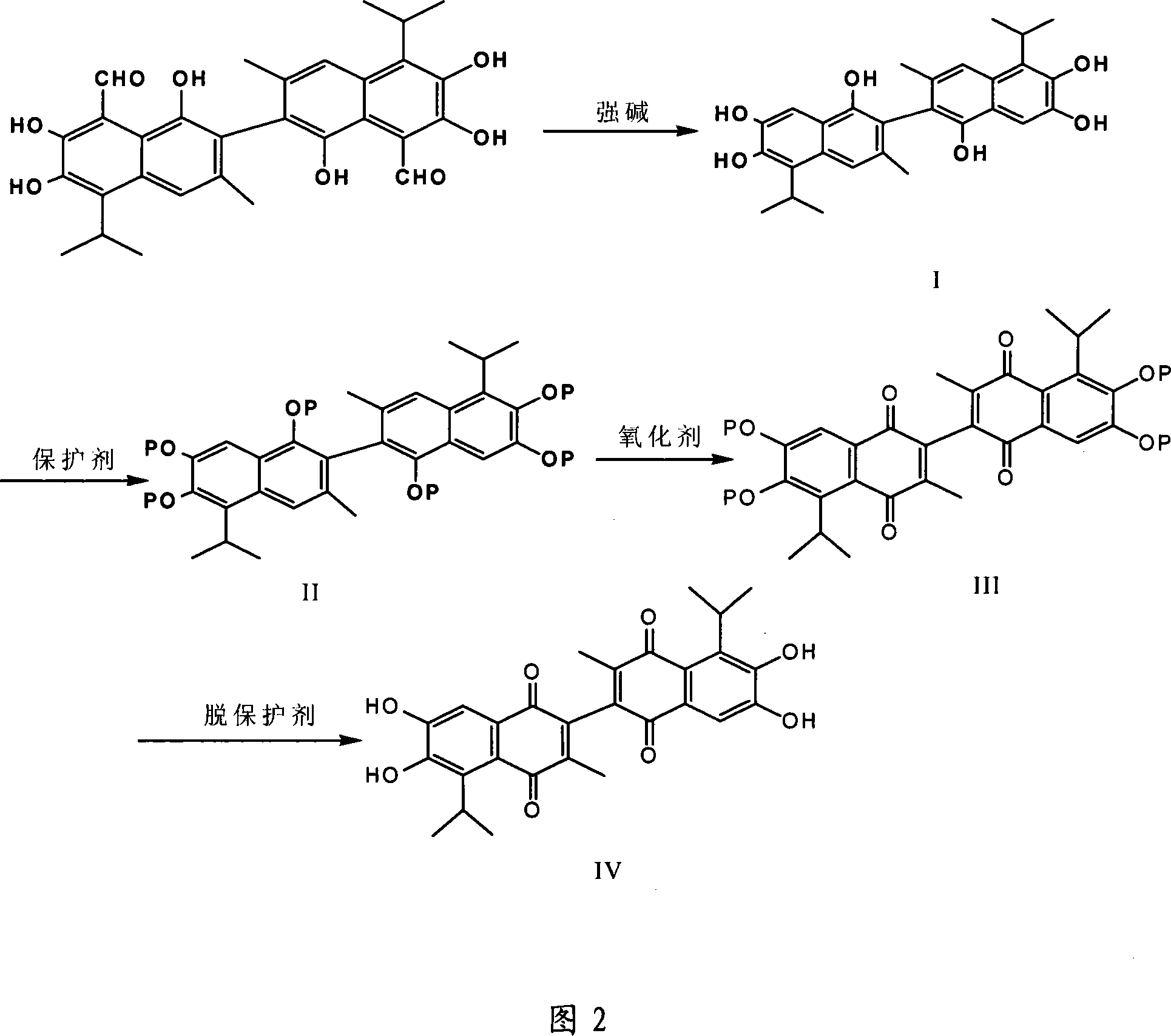 Method for synthesizing antitumor derivative apogossypolone by using gossypol acetate
