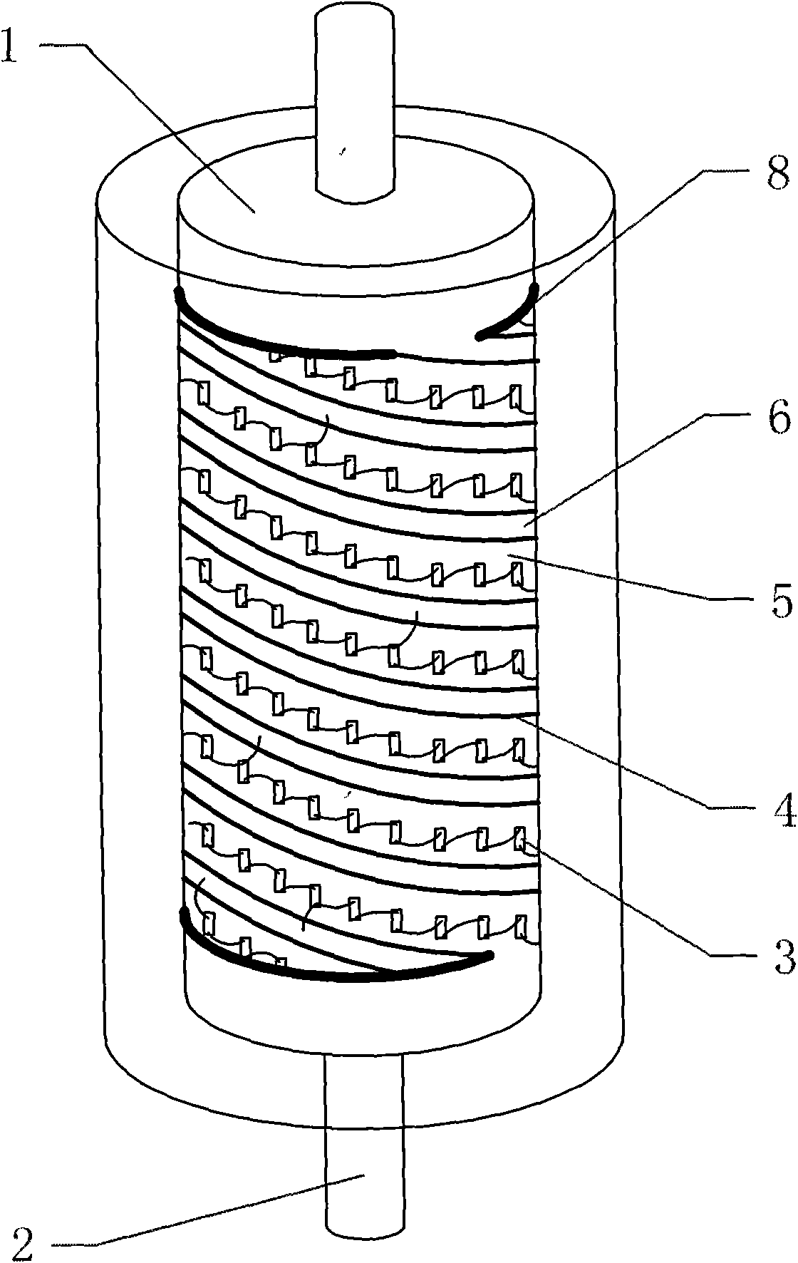 Helical packaging structure of light-emitting semiconductor chip and light-emitting semiconductor light source device thereof