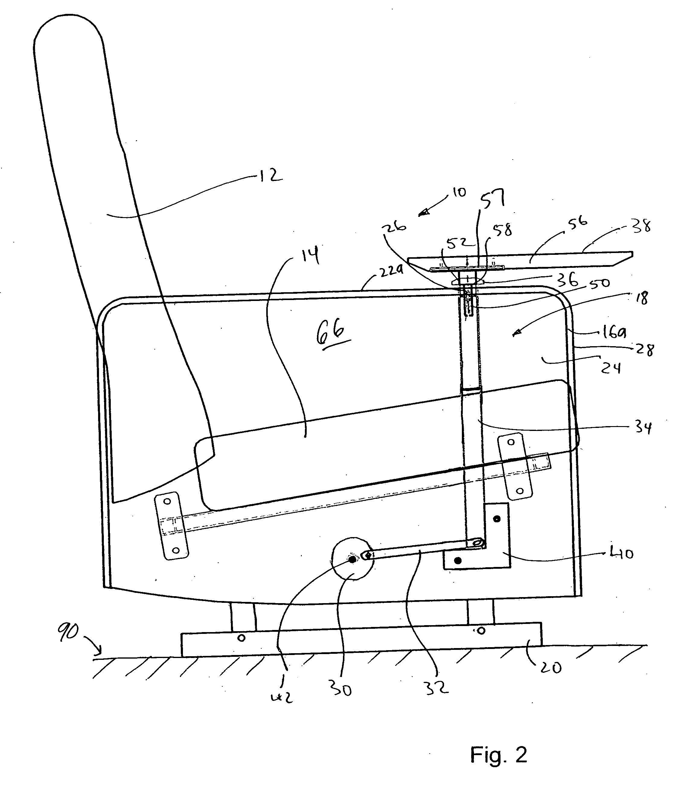 Self-leveling tablet mechanism for a chair
