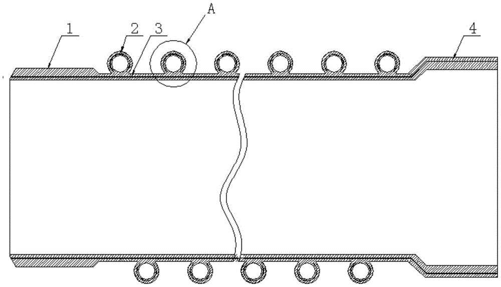 Polyethylene glass fiber wound structure wall pipe and its production method