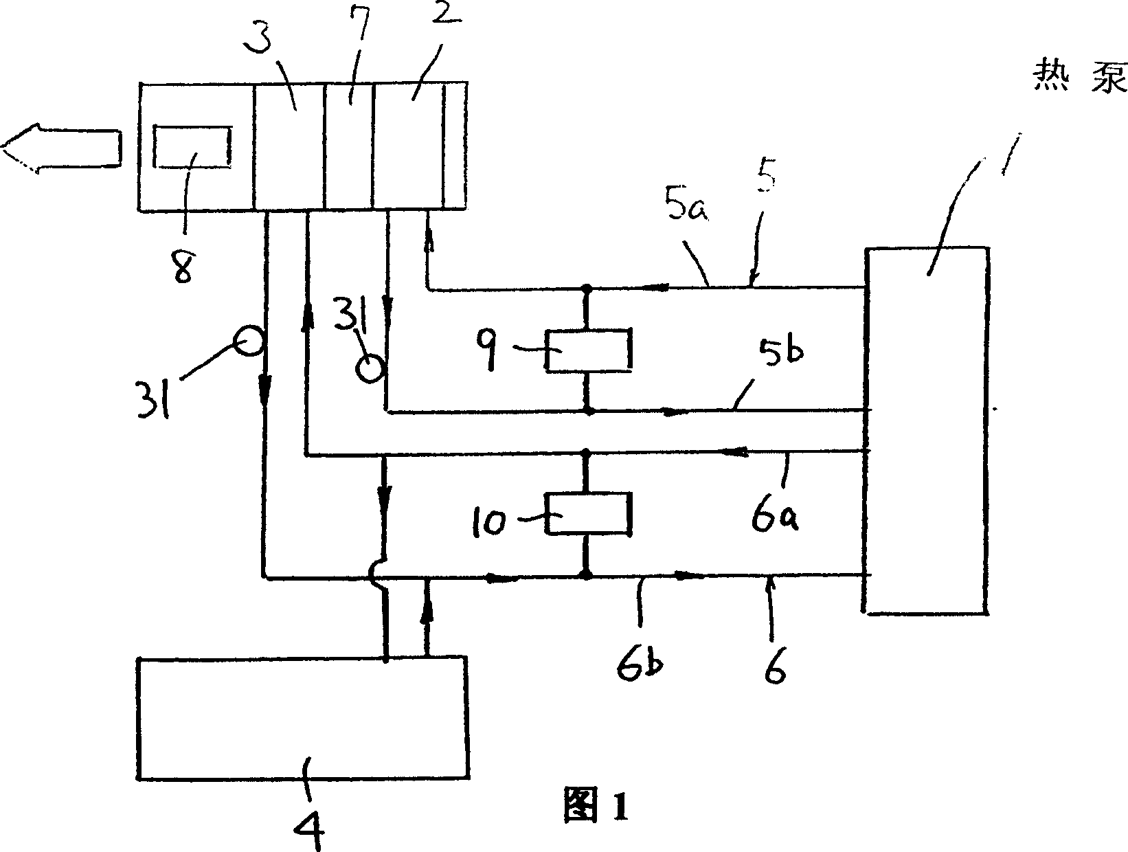 Air conditioning device with floor heating function