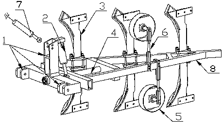 Multifunctional semi-suspension automatic control turnover plow and working method thereof