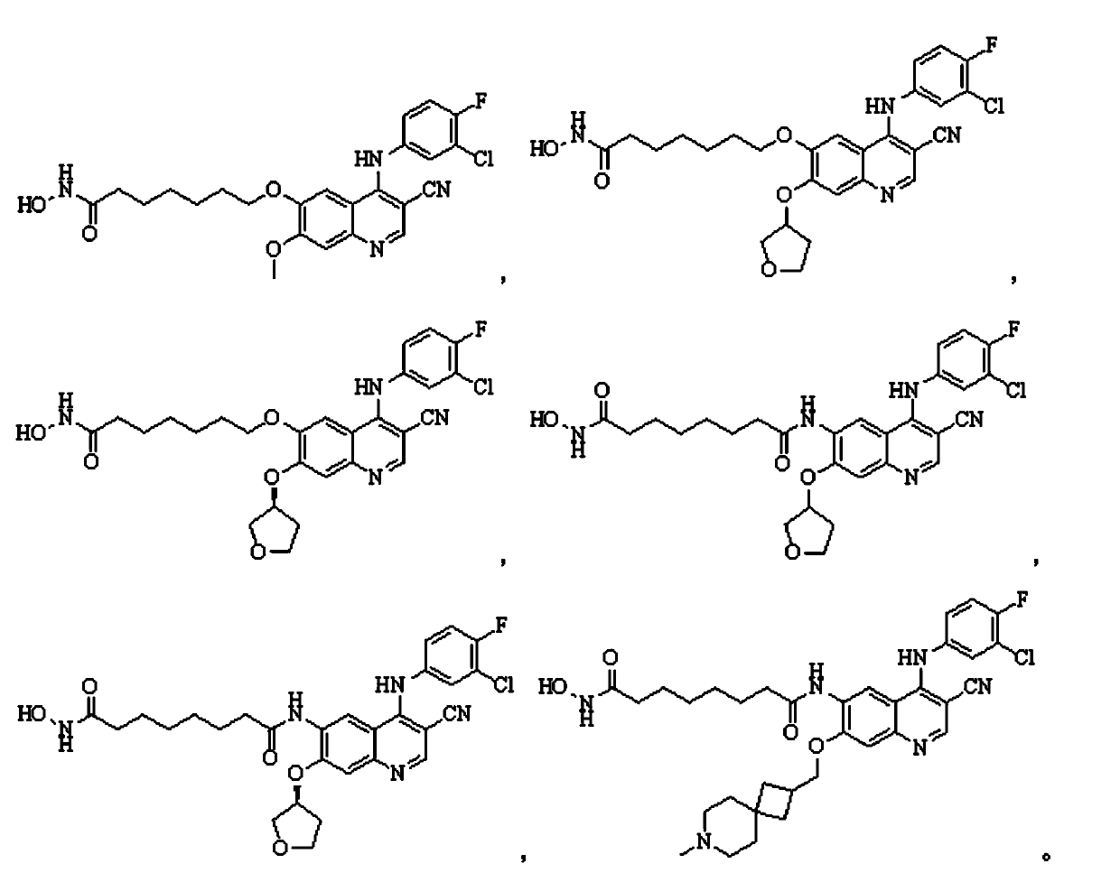 Quinolyl EGFR tyrosine kinase inhibitor containing zinc binding group