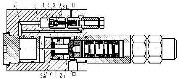 Direct-acting load control valve with integrated relief function in the main spool