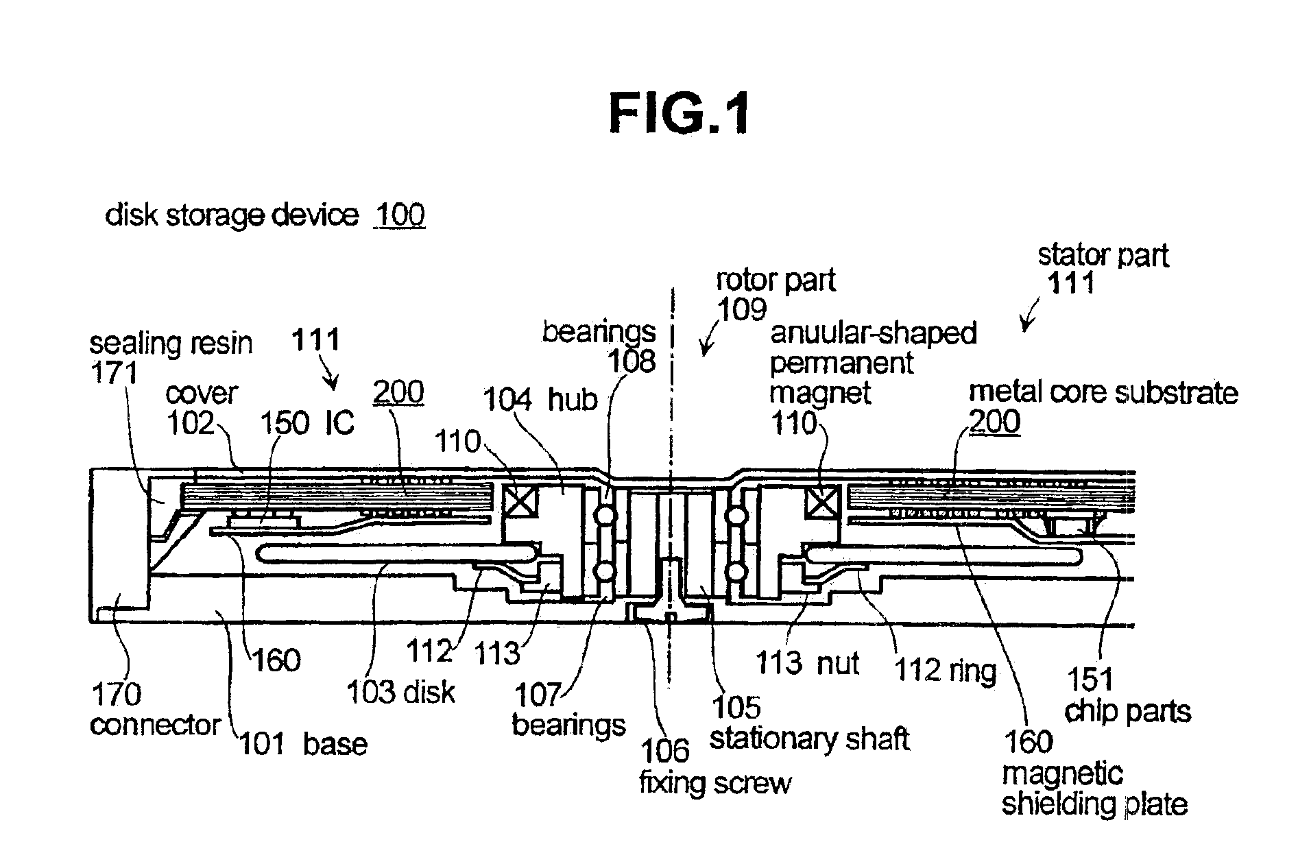 Disk drive motor and disk drive storage device incorporating same