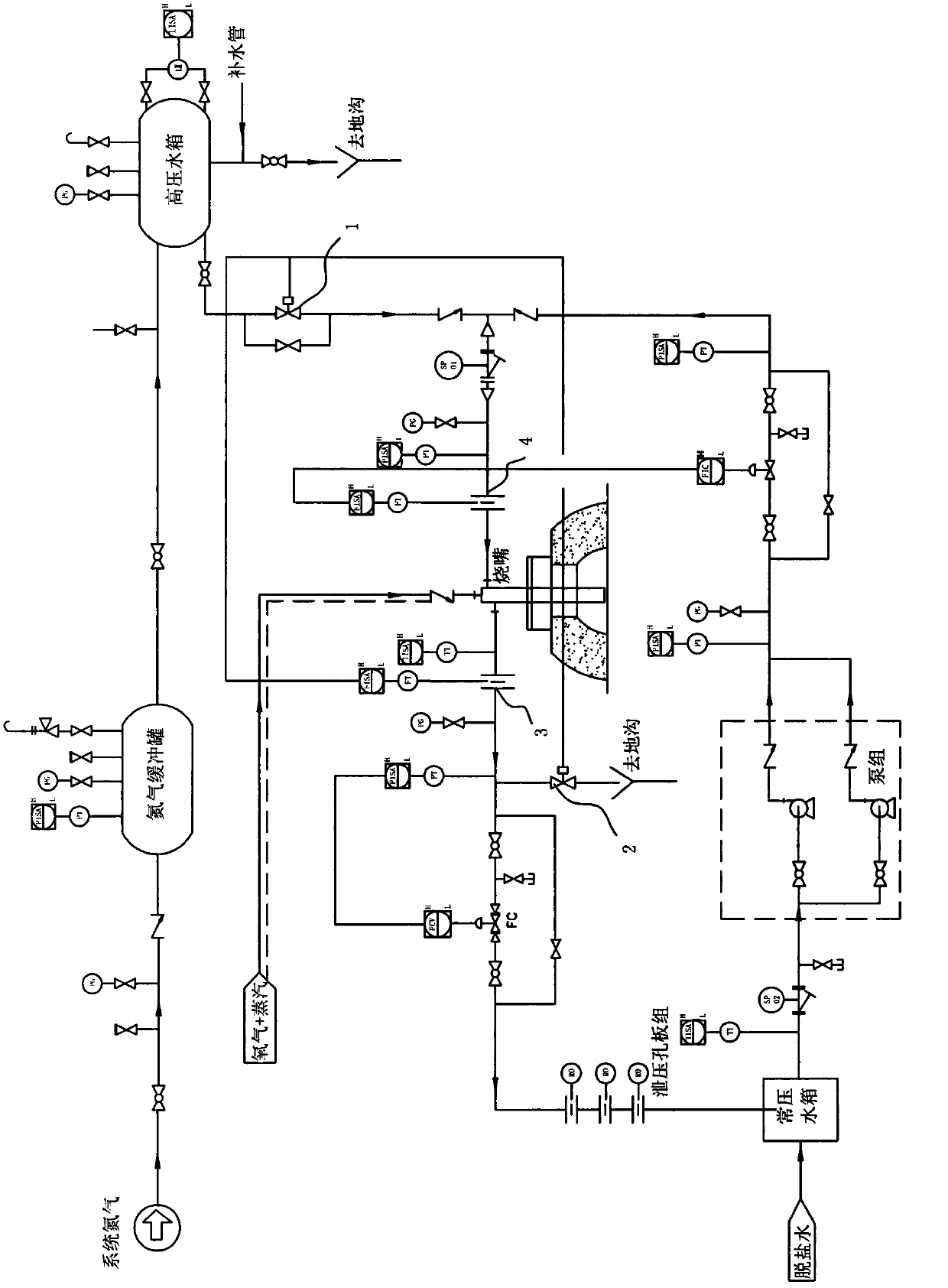 Cooling water system for reforming furnace metal burner