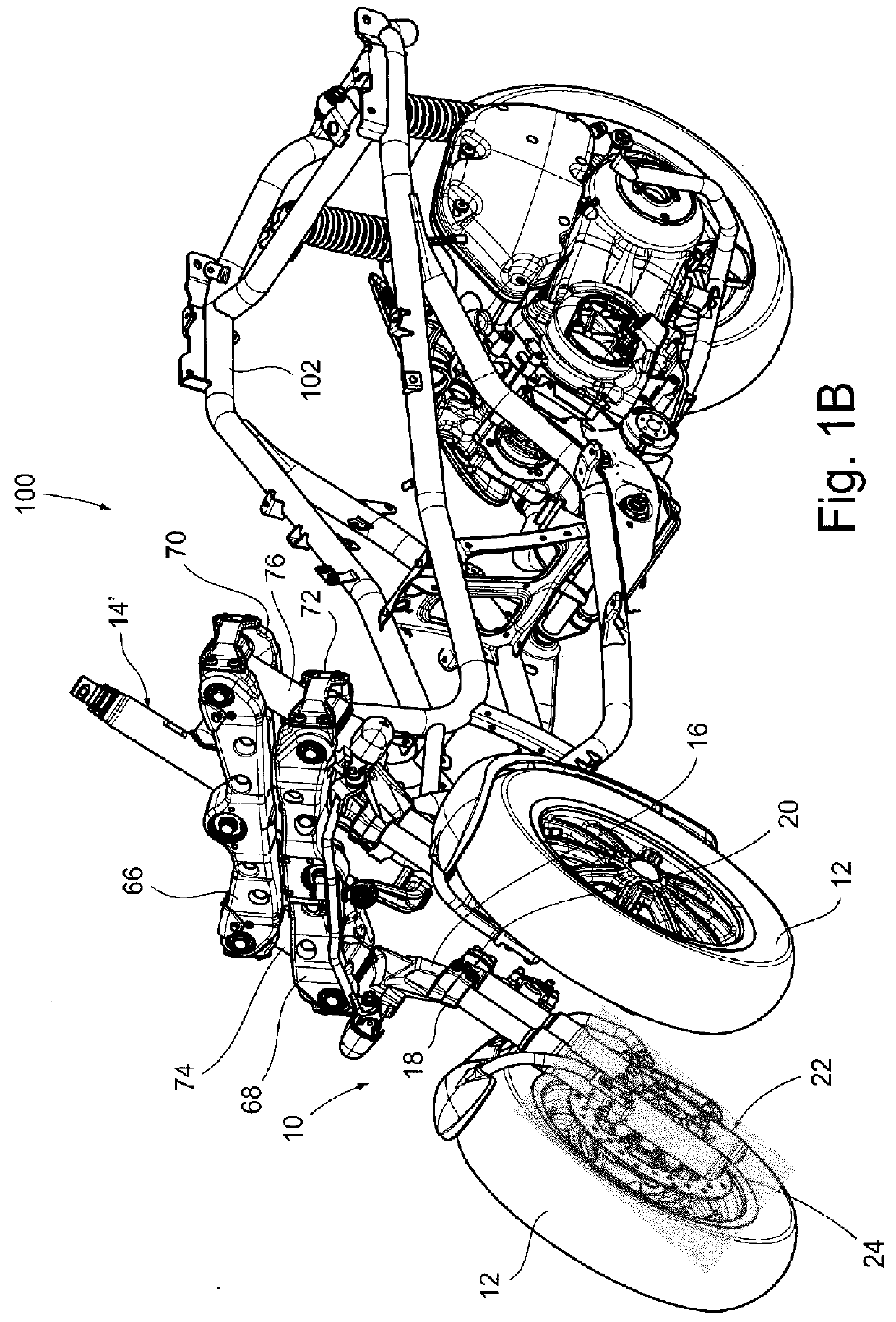 Tiltable motorcycles with two front steering wheels