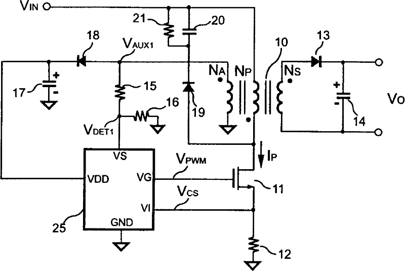 One-time side control switching power regulator